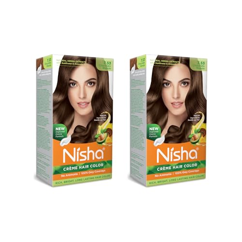Image of Nisha Creme Hair Color, Permanent Hair Colour Chocolate Blonde, Silky & Shiny 100% Grey Coverage & Ammonia Free Color With Natural Henna Extract, 60G+60Ml