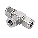 LOZOME 304 Stainless Steel 3 Way Compression Fitting, Tee, Adapter with Twin Ferrules,1/4