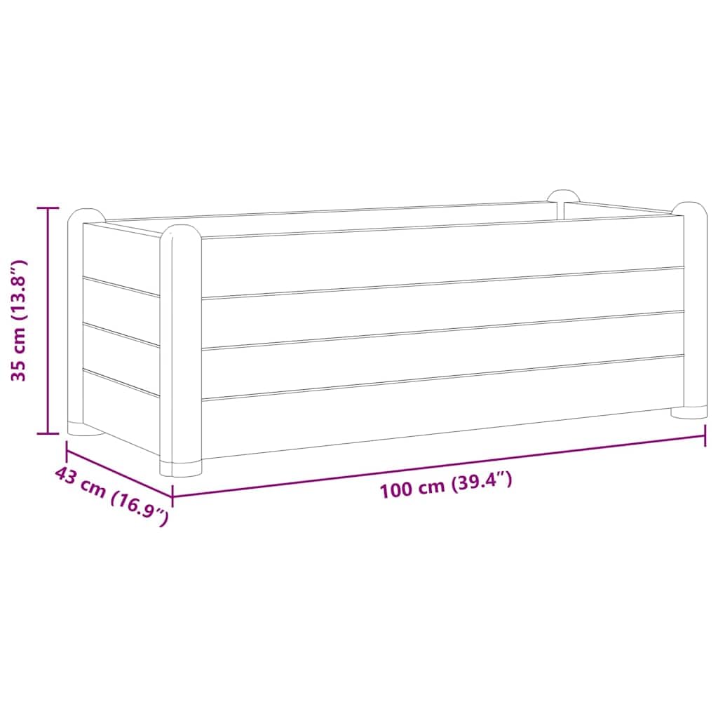 Lit surélevé de Jardin en PP Gris Pierre, Jardiniere 100 x 43 x 35 cm 80 L pour Balcon terrasse Jardin Interieur Exterieur avec Drainage pour Plantes Fleurs Herbes aromatiques semis