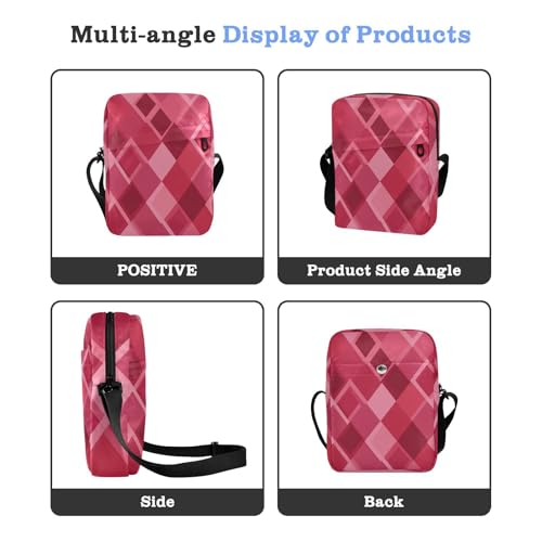 messenger bag for women Shoulder Crossover Bag Womens Fashion Purses Adjustable Strap for business business- Fantastic Rhomboid Hot Pink Red4