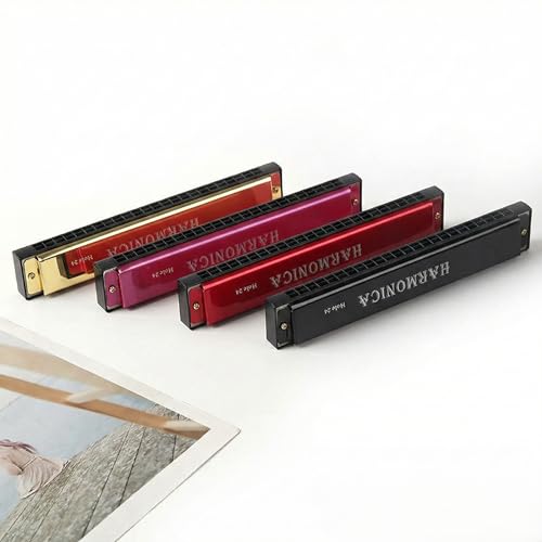 Image of Harmonica Key of C Major Polyphonic Mouth Organ Professional Musical Instrument for Beginners Students and Adults Perfect for Blues Folk Jazz Pop with Stainless Steel Cover (24 Hole)