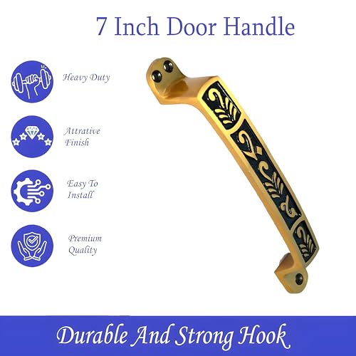 Image of Door Handle Cool Door Handles for Main Door Aluminum (7 Inch), Antique- Finish Door Handles for Home and Office for Wooden & Glass Door Handle, Pull Door Handle (Pack of 2 Pair, Leaf)