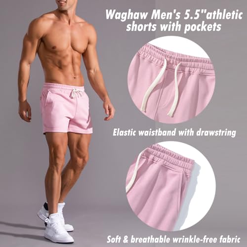 Image of Men 5.5 /7 Inch Cotton Sweat Shorts Men Cotton Workout Short with Pockets