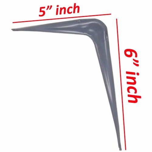 Wideskall® Metal 5" x 6" inch Wall Corner Angle Shelving Shelf Brackets, Grey, Pack of 20