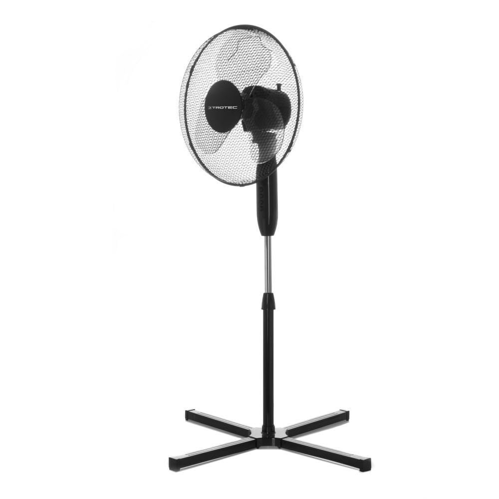 TROTEC Standventilator TVE 17 S – 40 Watt, oszillierend 80°, 3 Stufen, Ø 40 cm, höhenverstellbar, leise, schwarz