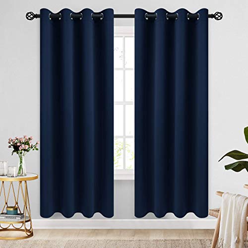 Image of COSVIYA Grommet Blackout Room Darkening Navy Blue Curtains 72 inch Length | Thick,Polyester,Light Blocking,Insulated Thermal, Window Curtain Drapes for Bedroom /Living Room,52x72 inches,2 Panels
