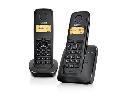Gigaset A120 DUO - Basic Cordless Home Phone with 2 Handsets and Energy-Saving ECO DECT Technology - Black