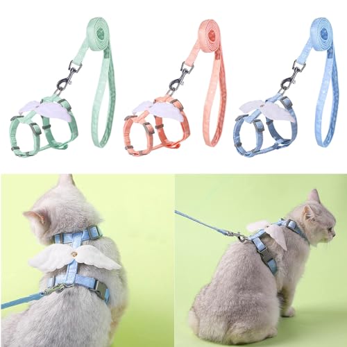 Ldbuejiaja Adjustable Cat Leash Cat Harness Cat Leash Escape Proof Breathable Soft Vest for Cat Outdoor Walking