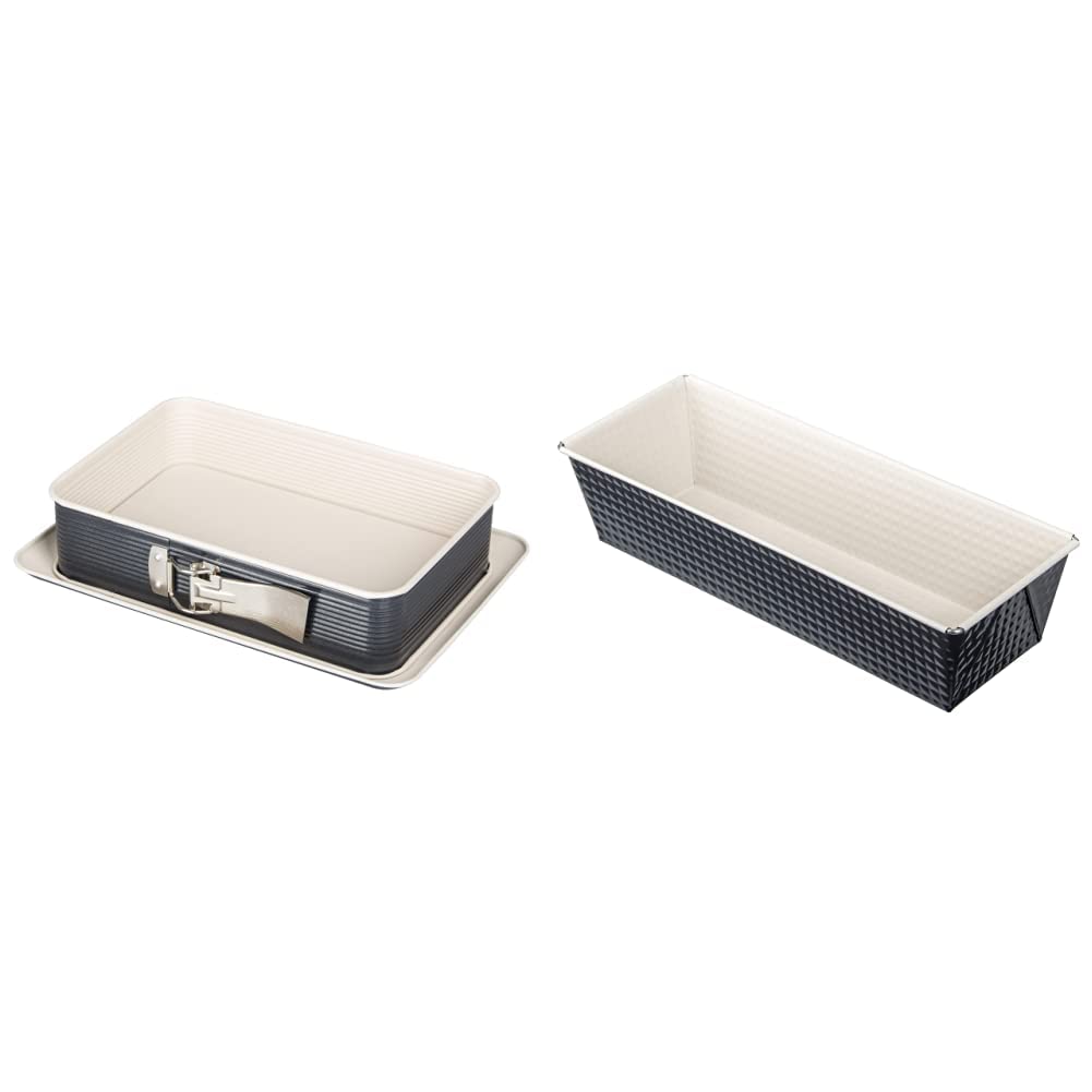 Zenker Rechteckige Springform CREME NOIR (Crème/Anthrazit), Menge: 1 Stück 7818 Königskuchenform Crème Noir, Durchmesser 30 cm, Edelstahl, grau/beige, 32 x 13 x 7,5 cm
