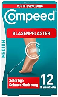 Compeed Plastry na pęcherze średnie opakowanie ekonomiczne - plastry hydrokoloidowe przeciwko pęcherzom na piętach, opakowanie 12 sztuk