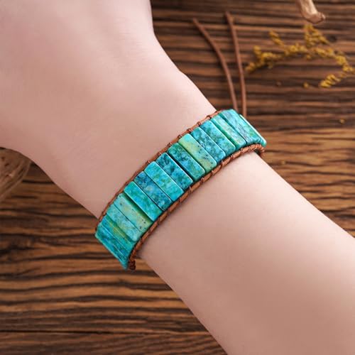Image of Plumiss Women Boho Handmade Natural Stone Crystal Leather Bead Wrap Bracelets Collection