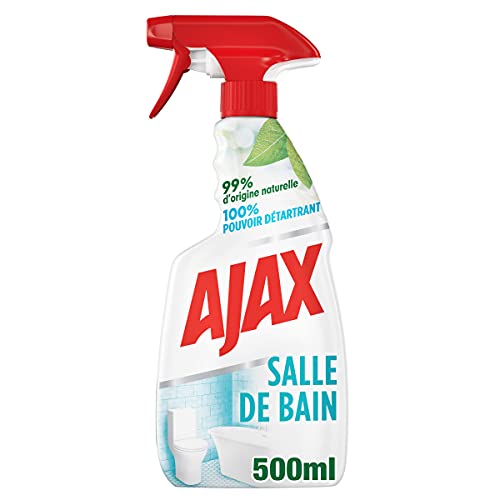 AJAX - Spray - Nettoyant Ménager Multi Surfaces Ajax Salle de Bain - 99% d'Origine Naturelle - Pouvoir Détartrant à 100% - 500ml
