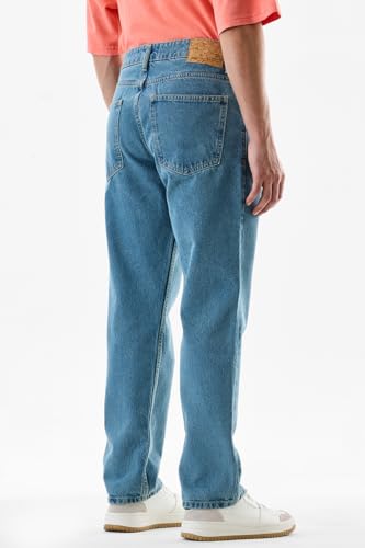 Image of SNITCH Men Jeans | Relaxed Fit Solid Pattern | 100% Cotton Smooth Texture & Durable Denim Weave | Casual & Street Wear for Everyday Comfort