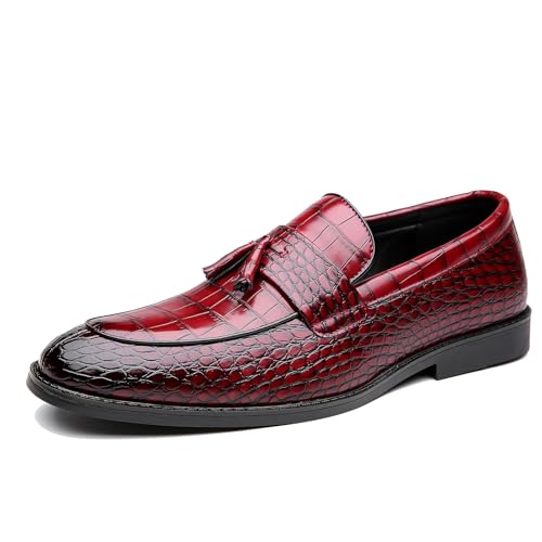 Men's Leather Tassel Business Casual Penny Loafers Slip-On Fashion Luxury Round Toe Dress Shoes for Party Dating Prom Wedding Work