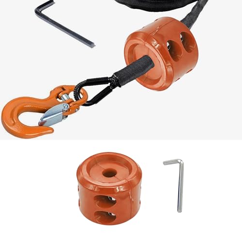 Tioollev Car Rubber Winch Stopper for ATV UTV Truck Cable Saver Hook Stopper Line for Synthetic Rope Bump Shock Saver Dampener with Stainless Steel Screw and Nut (Orange)