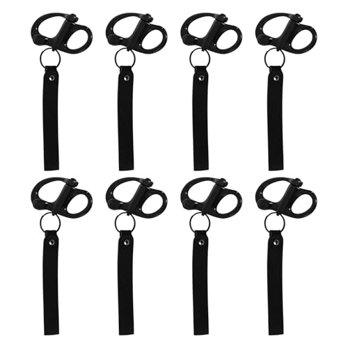 HSOKEW 8pcs Quick Release Shackle with Leather Handle for SCBA Mask, Firefighter Accessories Marine Grade 316 Stainless Steel Fixed Snap Shackle Lanyard Sailing Rigging Shackle, Boat Buckle