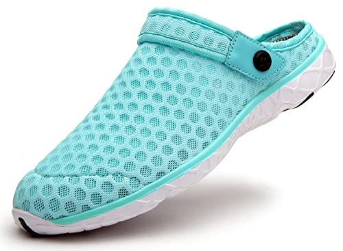 Eagsouni Mens Womens Breathable Mesh Slippers Beach Sandals Garden Clogs Hollow Out Outdoor Sports Casual Summer Shoes Flip Flops, E Green, 6 UK