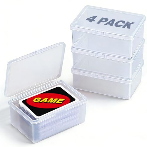Sylmifoi 4PCS Game Card Storage Box Clear Plastic UNO Card Case High Capacity Card Holders for Playing Cards Trading Cards Business Card & More (NO Cards)