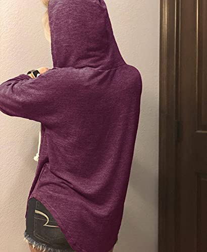 Image of Womens Long Sleeve V Neck Hoodie Sweatshirts Lightweight Pullover Tops