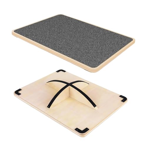 Balance Board Holz, Gleichgewichtstrainer, Wackelbrett Hund, Balance Board Erwachsene, Wackelbrett für Physiotherapie, Balanceboard, für Hunde Training, Wackelpad, für Schreibtisch und Stehpult (A)