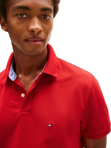 Image of Tommy Hilfiger Mens Short Sleeve Cotton Pique Polo Shirt in Regular Fit