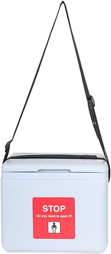 Caja portadora de vacunas con 2 bolsas de hielo, caja de almacenamiento de vacunas pequeña (0.90 LTR), color gris