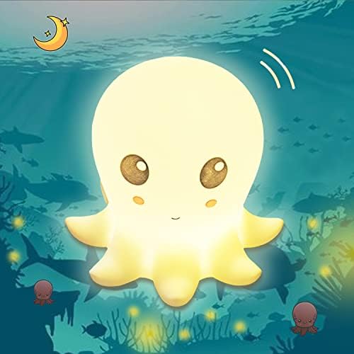 CometMars Toddler Night Lights, Silicone Octopus Light for Breastfeeding, Nursery Squishy Lamp, Cute Animal Bedside Lamp for Baby Kids Teens, Soft Nightlight with Touch Sensor for Bedroom