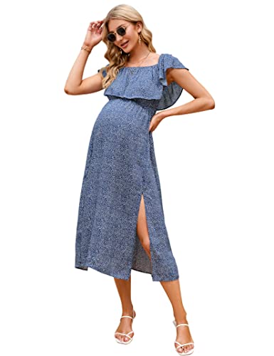 Image of Maternity Dress Women's Off Shoulder Split A Line Casual Maxi Dress Photography Dress for Babyshower