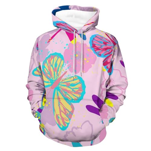 Hoodie papillon libellule UMENG pour homme et femme pull noir taille S