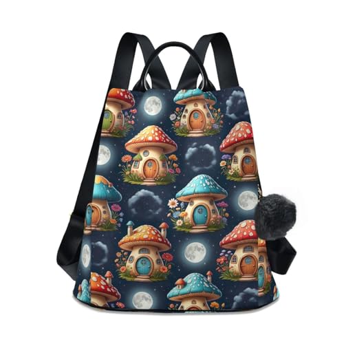Sac à dos pour femme Mushroom House avec poche latérale