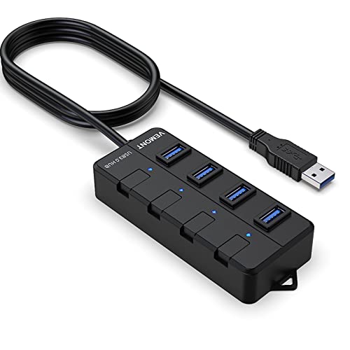 Hub Usb 2.0 VEMONT Hub USB 3.0,4 Puertos Multipuerto USB con Cable de 1,2m Botón Encender/Apagar e 5Gbps Alta Velocidad Compatible con...