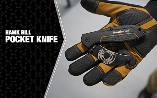 Image of Southwire Folding Knife Hawkbill - Curved Blade for Pull Cuts & Splicing - Rugged Metal Body - Stainless Steel - Comfort Grip Handle - 2.6-Inch Blade (Pack of 3)