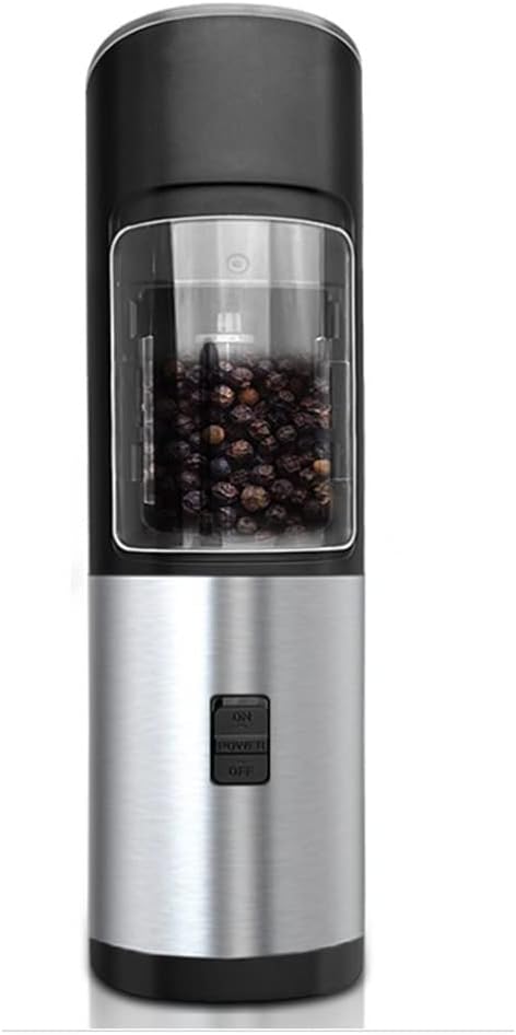 Spice Mill Electric Salt & Pepper Grinder Set Automatic Salt Pepper Mills with LED Light Adjustable Coarseness(E)