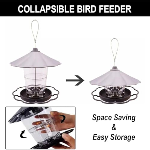 Mangeoire à oiseaux suspendue et pliable en bois résistant pour balcon