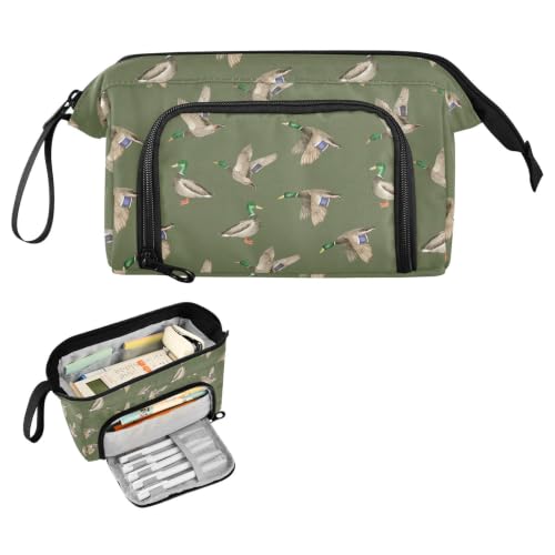Image of Mallard Ducks Print Pencil Case Pouch Big Capacity Pencil Bag Box Organizer Pen Case with Compartmens Stationery Organizer for Girls Boys Women School College Office
