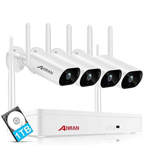 Wireless Security Camera System,ANRAN 8 Channel 2K NVR 4Pcs 3MP Home WiFi Security Camera Outdoor with1TB Hard Driver,Night Vision, IP66 Waterproof, Motion Alert, Remote Access