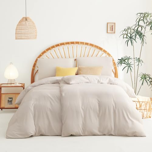 WAVVE Bettwäsche 135x200 4teilig Beige - 40x80 Kissenbezüge, Mikrofaser – Ansicht 1