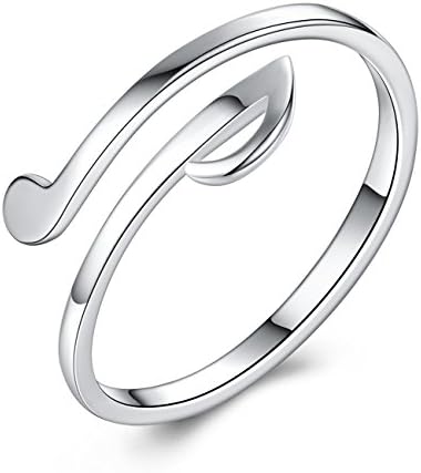VG Studio Women Music Note Simple Adjustable Open Rings, Silver Plated