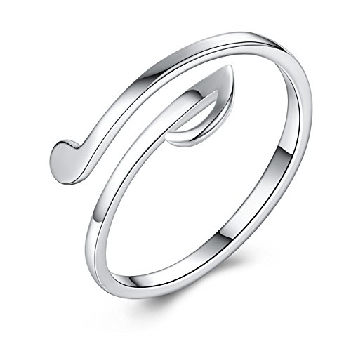 Vg Studio Women Music Note Simple Adjustable Open Rings, Silver Plated #TOP17