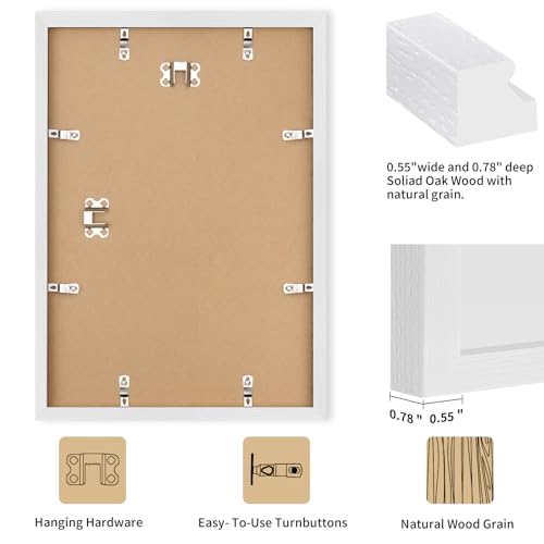 puthiac 16x24 White Oak Wood Picture Frame - Minimalist 16x24 Poster Frame, 16"x24" Frame Wood, Natural Solid Wooden Picture Frames for Wall Art Photo and Prints (1 Pack, White)