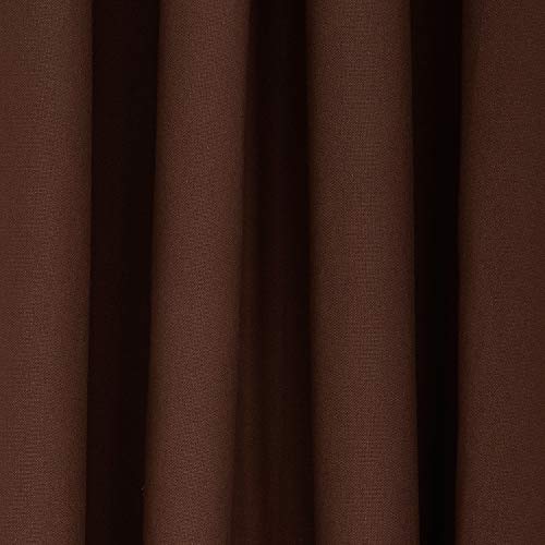 Image of Swayam Blackout Cotton Casement Long Door Curtain for Living Room & Bedroom | 9 Feet | Room Darkening Curtain with Eyelets | Pack of 2 | Solid Design - Brown