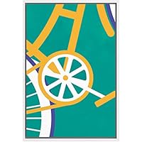 SIGNWIN Framed Canvas Wall Art Geometric Orange Bike in Green Background Transportation Bicycles Illustrations Minimalism Modern Closeup Colorful for Living Room, Bedroom, Office - 16