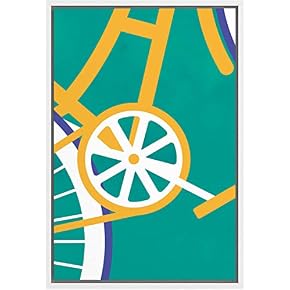 SIGNWIN Framed Canvas Wall Art Geometric Orange Bike...