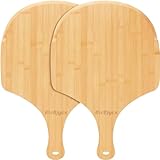 RICOJYCX 2 Pack Natural Bamboo Pizza Peel 16 inch, Wood Pizza Paddle, Cutting Board with Handle for Pizza, Bread, Cheese, Vegetable, Fruits