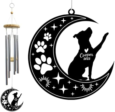 Pitbull Dog Wind Chimes Memorial, Personalized Pet Memorial Windchime for Dog Suncatcher, Pet Condolences Gift for Loss of Dog, Pet Remembrance Gift, Sympathy Pet Wind Chimes Outdoor Garden
