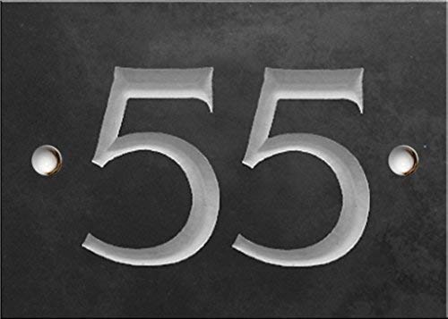 Engraved Slate House Number Sign - 1 to 99 (Select Your Number here) - Number 55 (Same Day Dispatch by 1st Class Post!!!) โ image 1