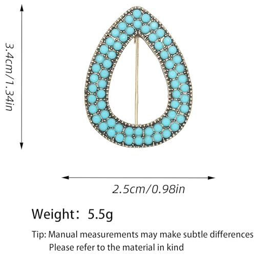 Image of Turquoise West Cowboy Oval Tear Drop Brooch Pin for Women Retro Brooches Pins Classic Fashion Jewelry Accessories Gift