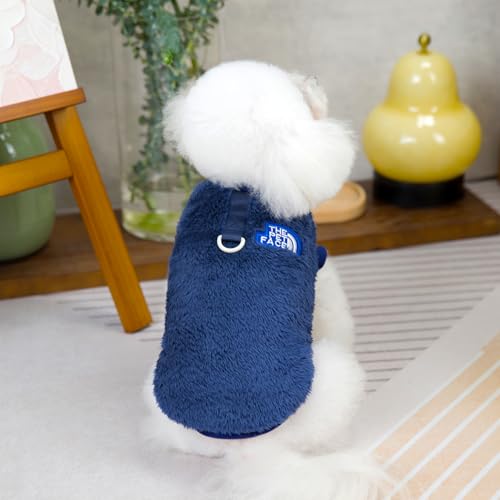 Izefia Dog Sweater Clothes Apparel Fleece Woolen Sweaters Winter Warm Sweat Shirt Soft Pajamas Trendy Pet Face Pattern Vest Sweater for Small Dog Medium Cat Blue M - Image 5