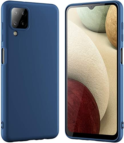 Image of DIZORO Liquid Silicone Case with Microfiber Coushioning Compatible for Samsung Galaxy A12 /M12 /F12 Shockproof Slim Back Cover, Gel Rubber Full Body Protection - Blue