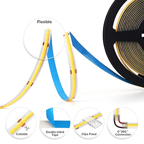 Tira LED COB 480LED/m 9W/m 10m Luz Cálida 3000K 24V miniatura 3